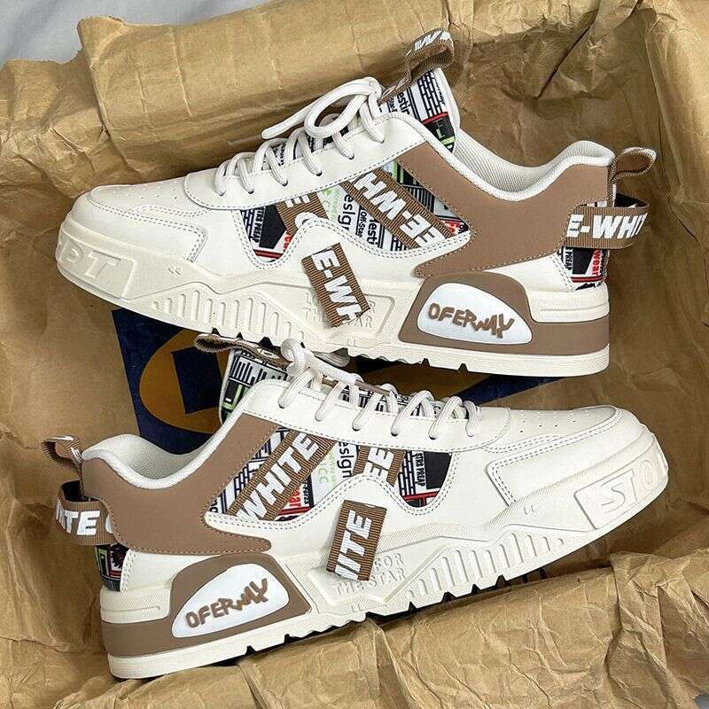 White Men's Spring Winter Breathable 2025 New Brand Thick Sole Sports Casual Sneakers Niche Versatile Trendy Shoes