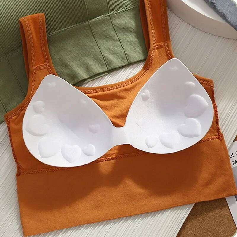 Women's No Steel Ring Gathered Underwear Summer New Breathable Inner and Outer Wear Vest Sports Top Woman Gym Sport Bra 26Y0209