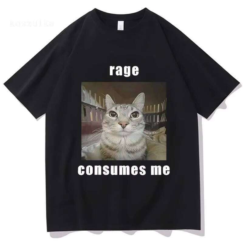 Funny Rage Consumes Me Cat Graphic T Shirt Fashion Vintage Short Sleeve T-shirt Women CasuaOversized T-shirts X260209