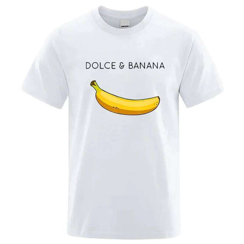 Summer Men's High Quality 100%Cotton Funny Banana Printing Loose O-neck Men Short Sleeve Casual For Male T-shirt Top Tee X260209
