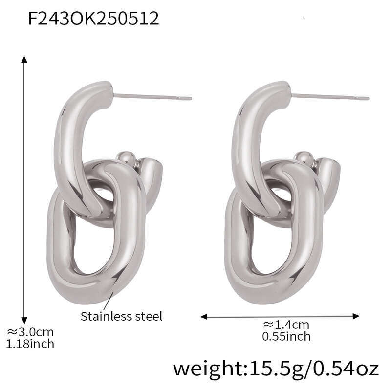 18k Gold / Silver Plated Earrings: Stainless Steel Double U-Shaped Hollow High-End Texture Jewelry 18K Gold Plated Color-Block Geometric Earrings Gift