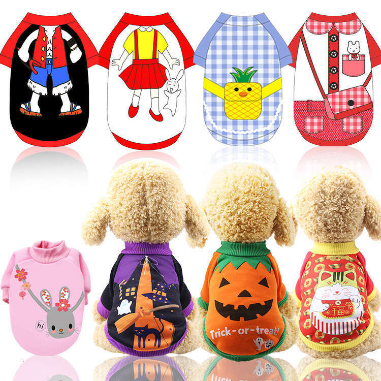 Clothes Autumn Winter New Year Cartoon Dog Sweatshirt Teddy Corgi Pet Apparel Supplies Wholesale Cat Kitten