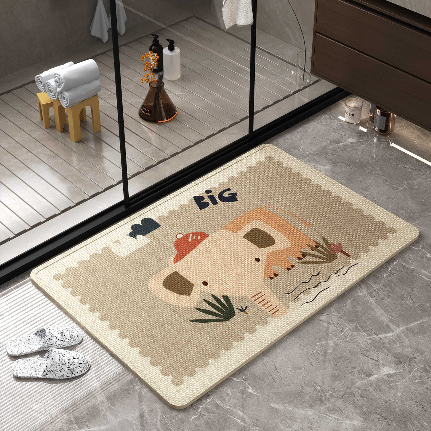 Simple linen rubber-soled entrance mat decorative entryway doormat bathroom floor mat dirt-resistant and wear-resistant mat S260207