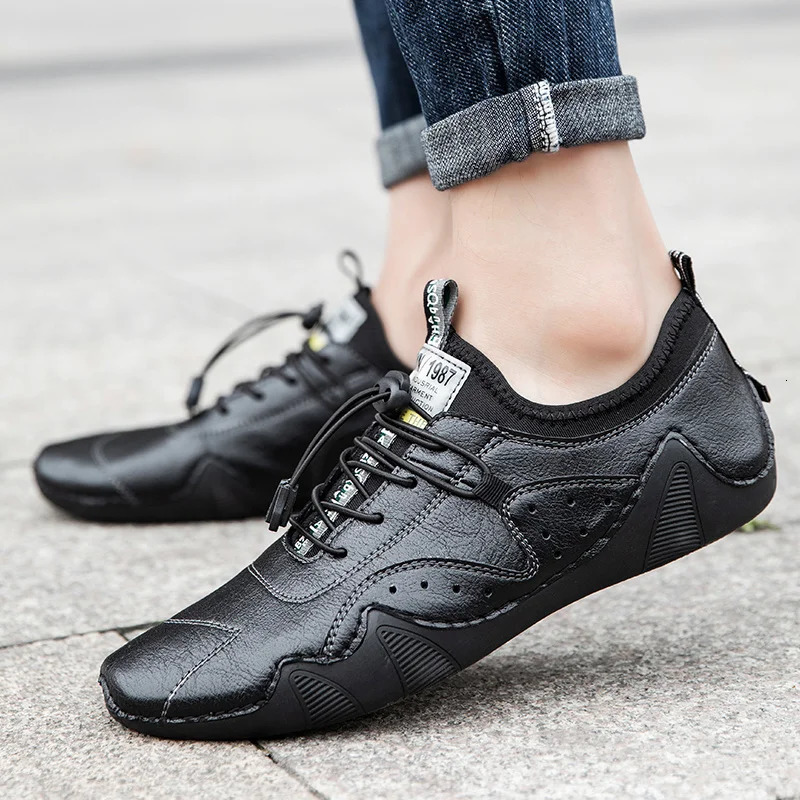 2023 Leather Casual Shoes Men Sneakers Flat Comfortable Handmade Fashion Loafers High Quality Footwear 260126