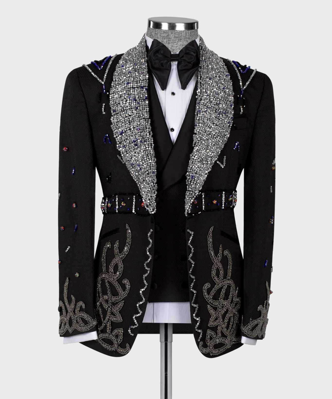 Exquisite Man Tuxedos Crystal Beaded 2 Pcs Jacket Pants Wedding Suit Luxury Shawl Lapel Evening Groom Party Outfits Customized