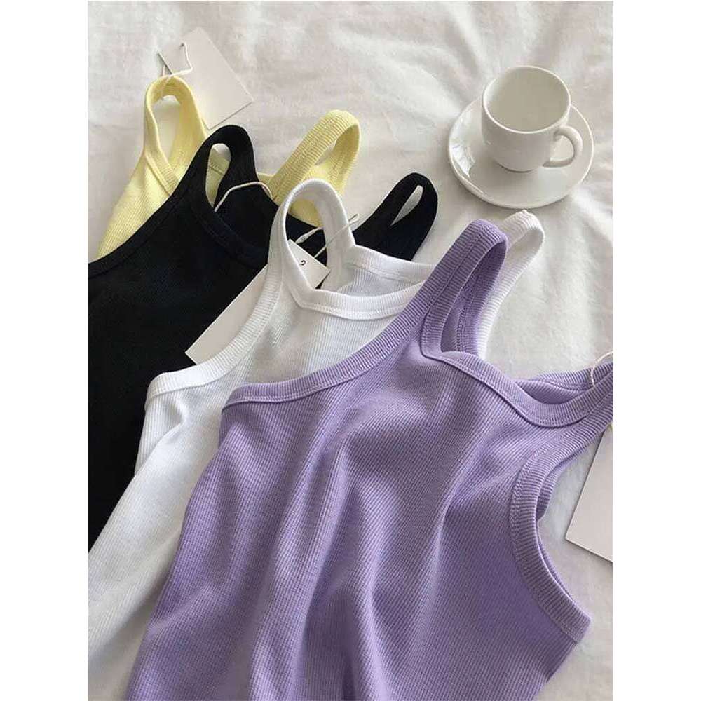2024 Tank Tops Sexy Cropped Top Female Summer Camisole Camis Black White Sport Clothes For Women 26Y0209