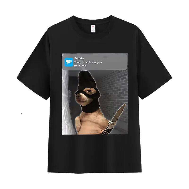 Ring Dog with Motion Funny Meme Graphic T-shirt Men Women Fashion High Quality Cotton T-shirts Retro Oversized Short Sleeve Tees X260209
