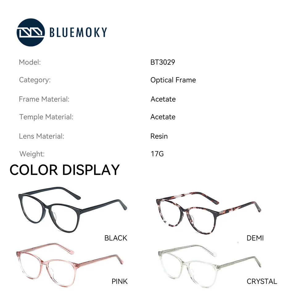 BLUEMOKY Women Pretty Butterfly Acetate Minus Correction Prescription Aesthetic Glasses Anti Blue Light Pochromic Progressive 260207
