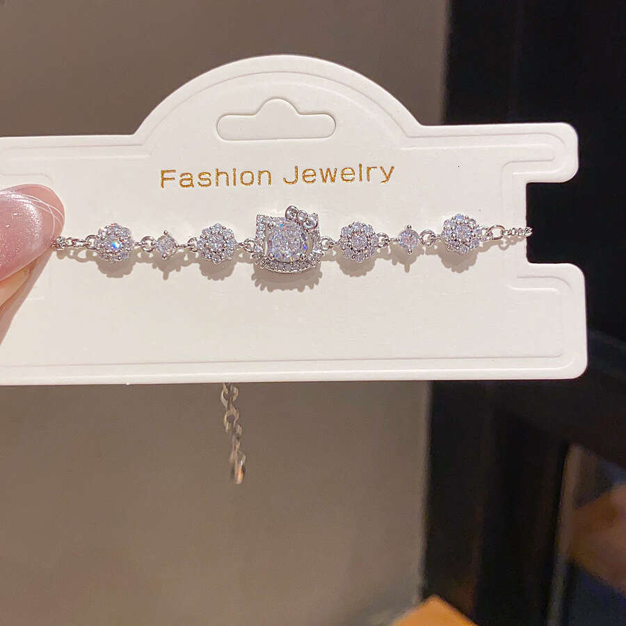 18K Real Gold Plated Zircon KT Cat Bracelet Light Luxury High-end Feel Vintage Fashion Elegant Versatile Women's Jewelry