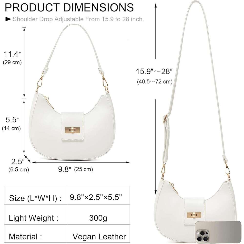 Crescent Shoulder Bag For Women Retro Vegan Leather Crossbody Bags Tote Handbag Underarm Purses