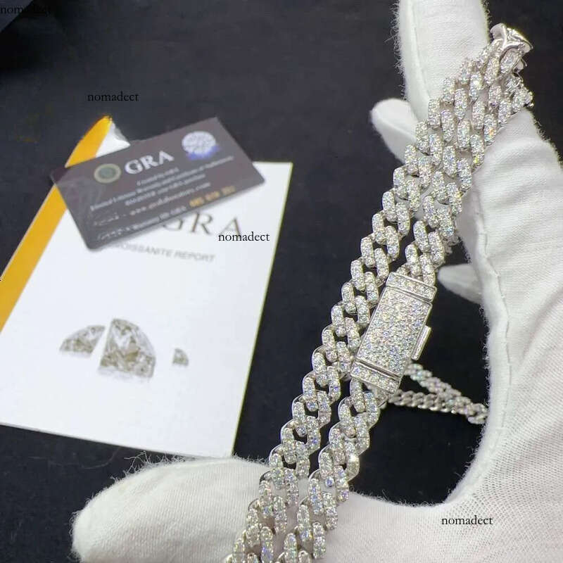 necklace sterling sier wholesale price iced out vvs moissanite dia jewelry hip hop cuban link chain 34
