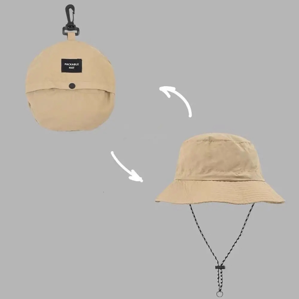 Summer Sun Protection Waterproof Bucket Hat Camping Hiking Cap With Storage Bag AntiUV Mountaineering Caps Panama 260206