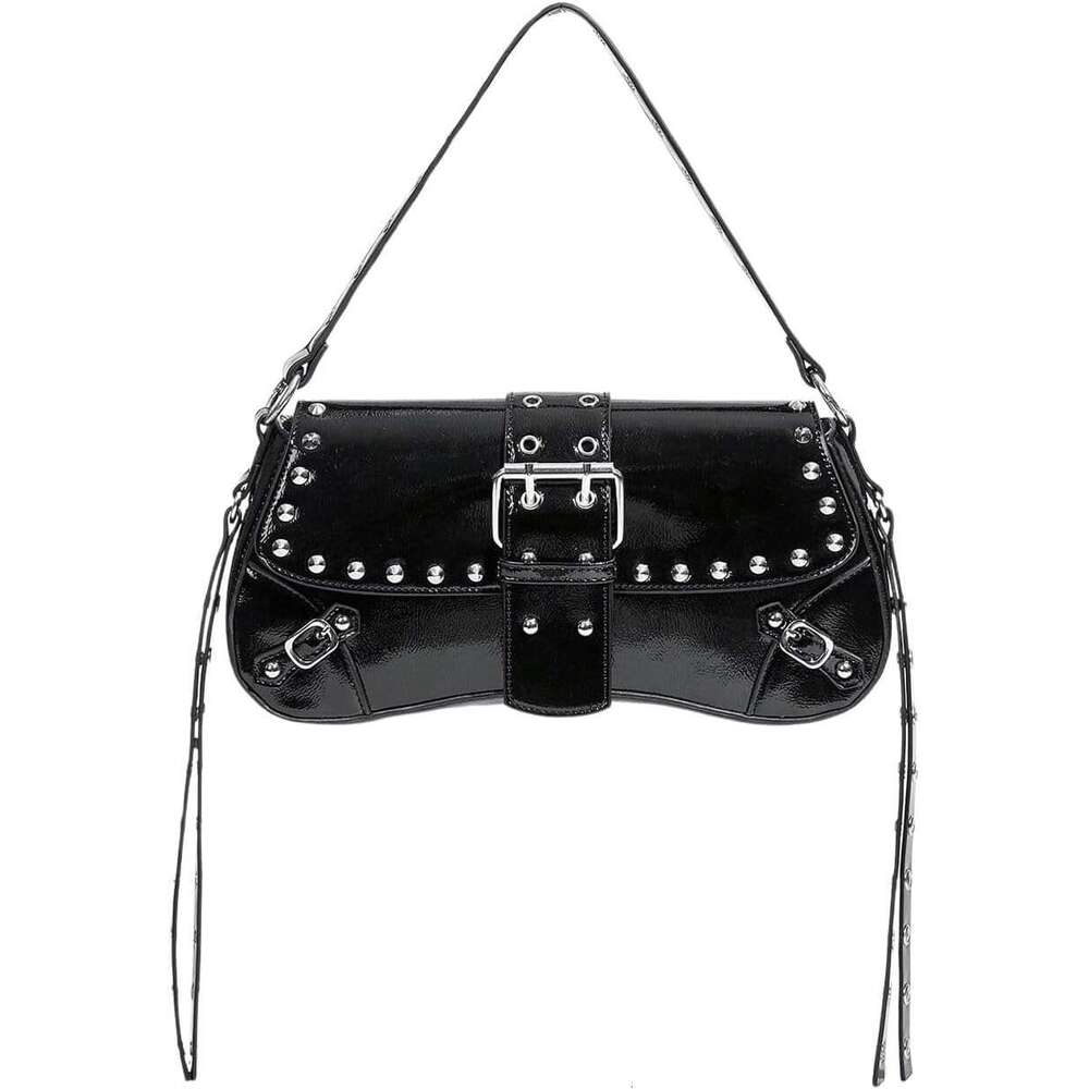 Women S Y K Trendy Goth Studded Punk Leather Shoulder Bag S Purse