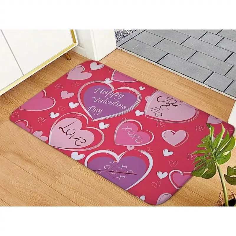 Love Heart Mat Home Indoor Welcome ValentineS Day Design Doormat Non-slip Entrance Floor Carpet Washable Bathroom Bedroom Rug S260207