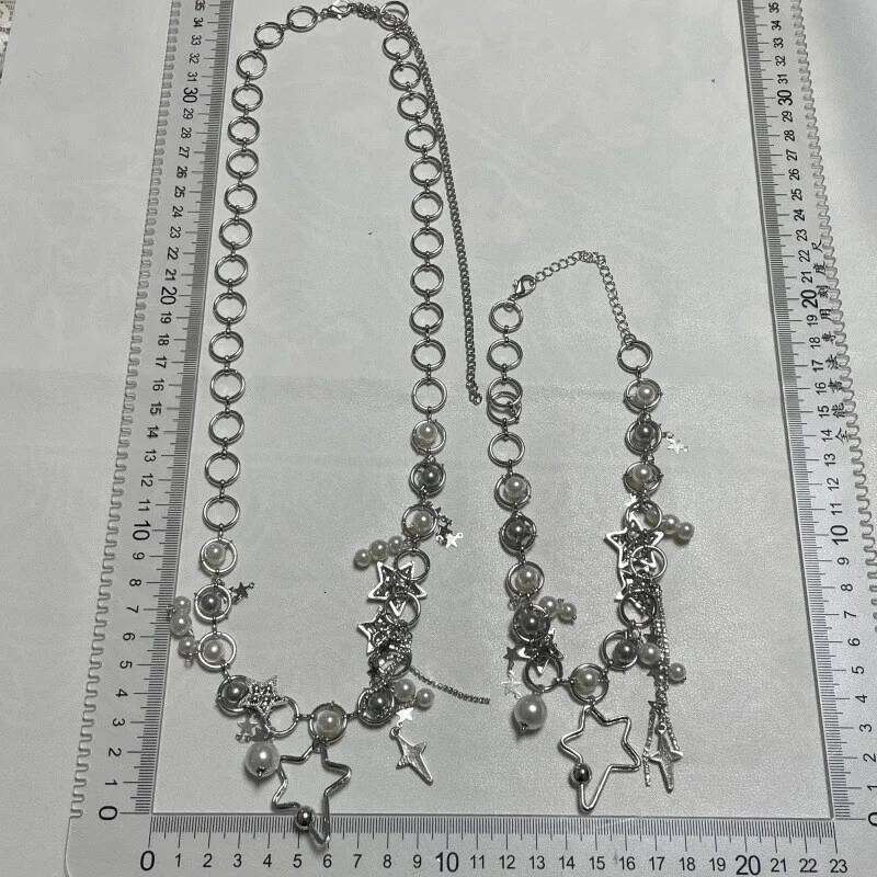 New Korean Shiny Rhinestone Star Pentagram Waist for Women Bling Crystal Pearl Chain Tassel Belt Body Chian Y2K Jewelry X260209