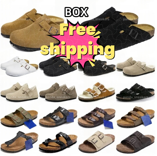 Designer Clogs Women Men kids Sandals Slippers Mules Cork Flat Soft Fluffy Fashion Suede Taupe Summer Leather Black Blue Grey Slide Beach Casual Shoes