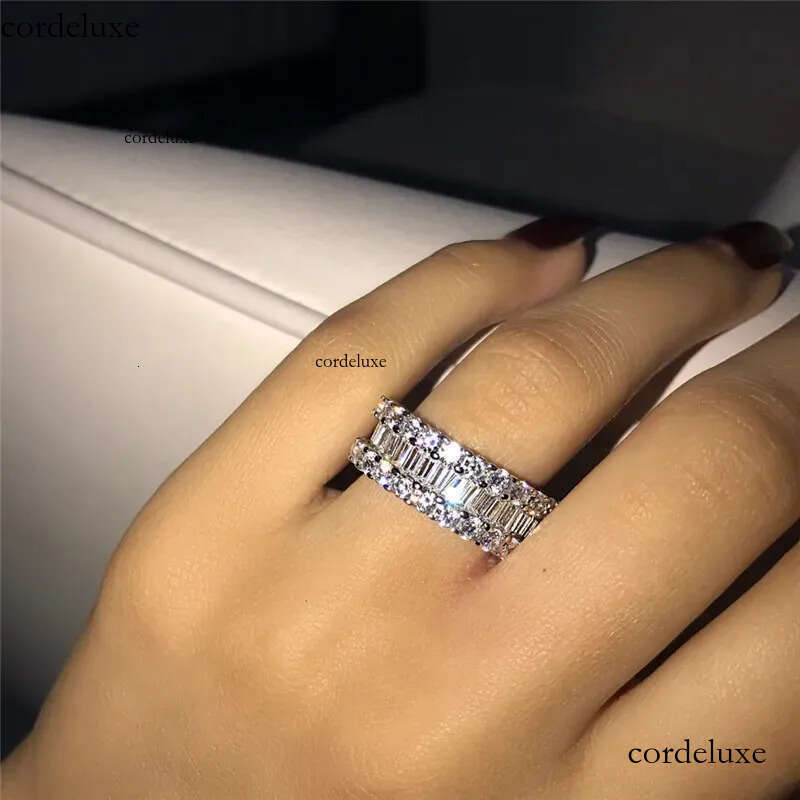 cuba Cuba chain designer jewelry Moissanite dia ring Vecalon Lustre Promise Wedding Band Ring Top quality Sterg Sier VVS Dia Engagement rings for wome