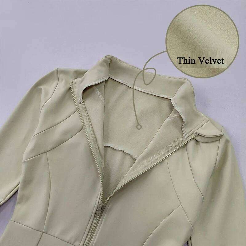 Women's Long-Sleeved Sports Fleece , Slimming Warm Coat, Yoga, Pilates, Fitness, Running, Autumn, Winter 26Y0209