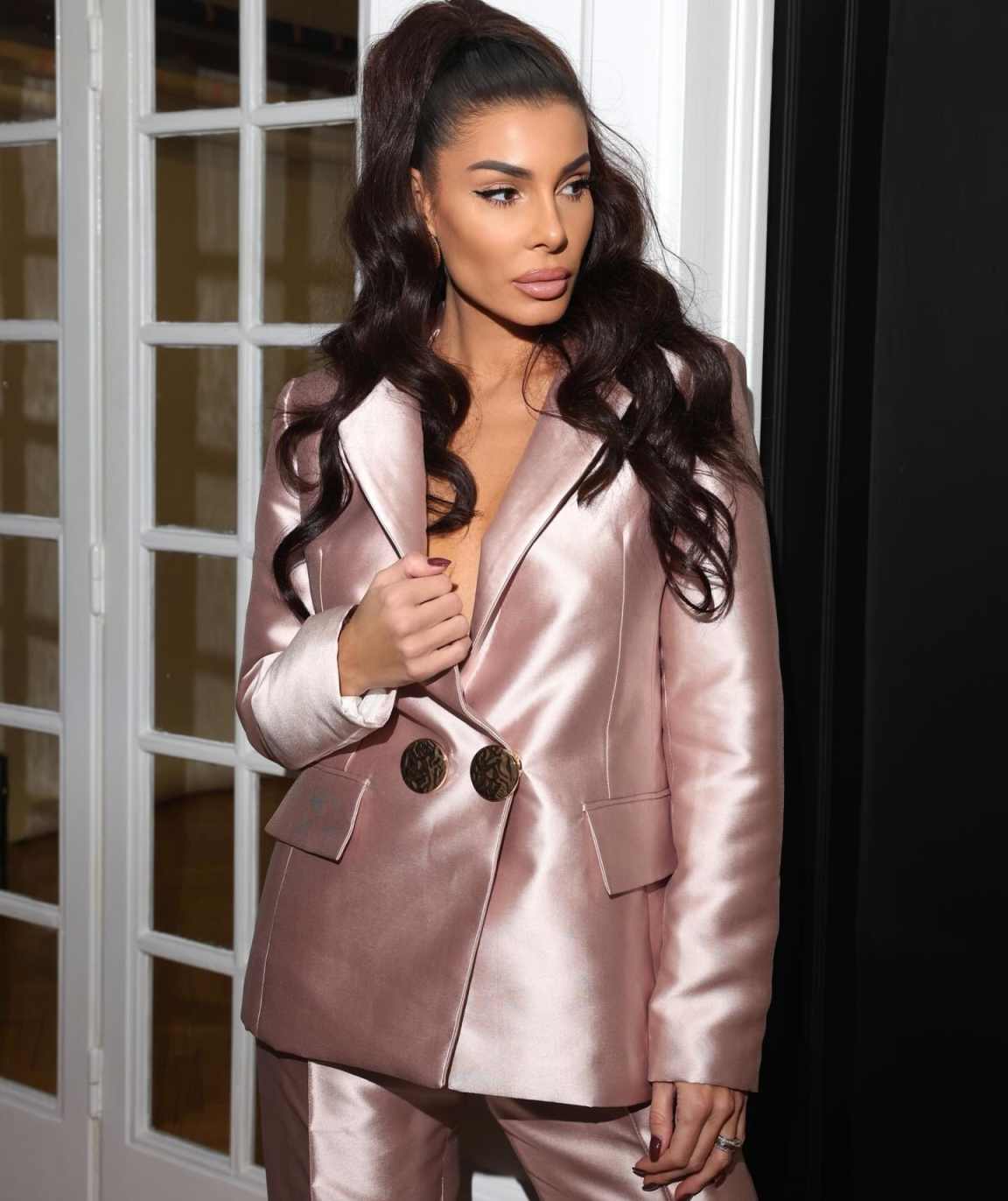 Glossy Runway Women Pants Suit Formal Office Lady Double Breasted Prom Jacket Coat Custom Size 2 Pieces Blazer Sets