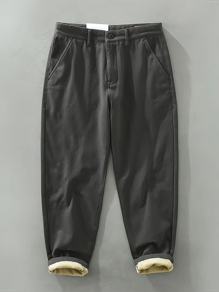 100 Cotton Casual Chino Pants Men Loose Jogger Pants Sport Sweatpants Straight Khaki Trousers 260208