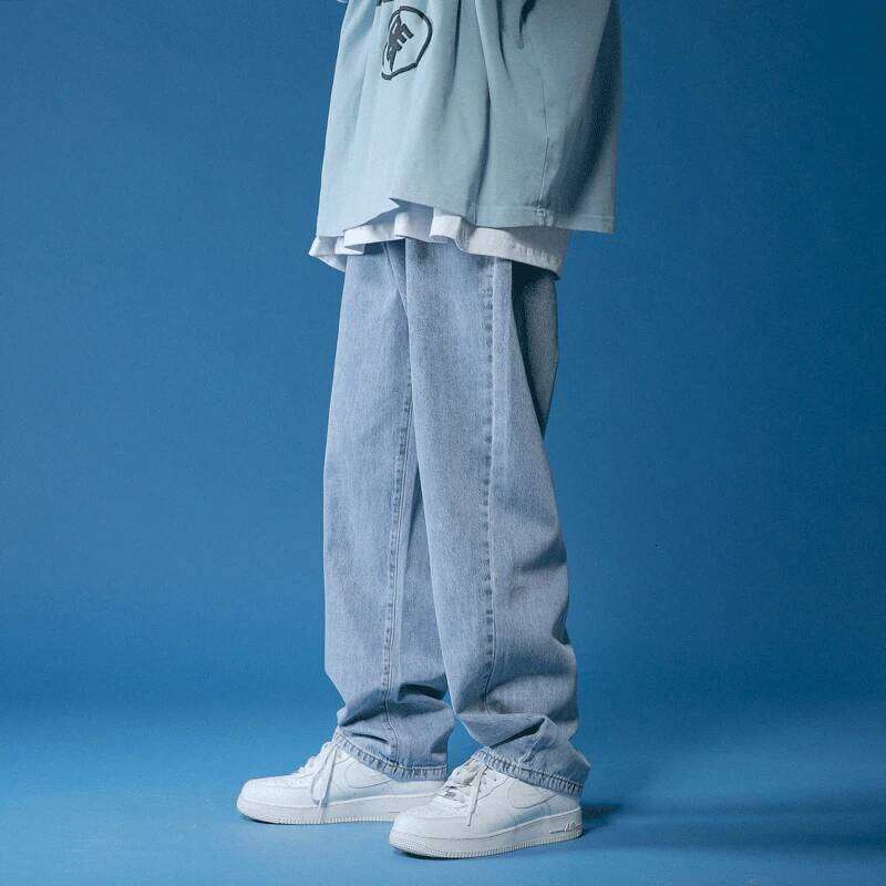 Men's Large Denim Pants Teenage Boys' Pants Loose Denim Pants Men's Fashion Trend Street Korean Style