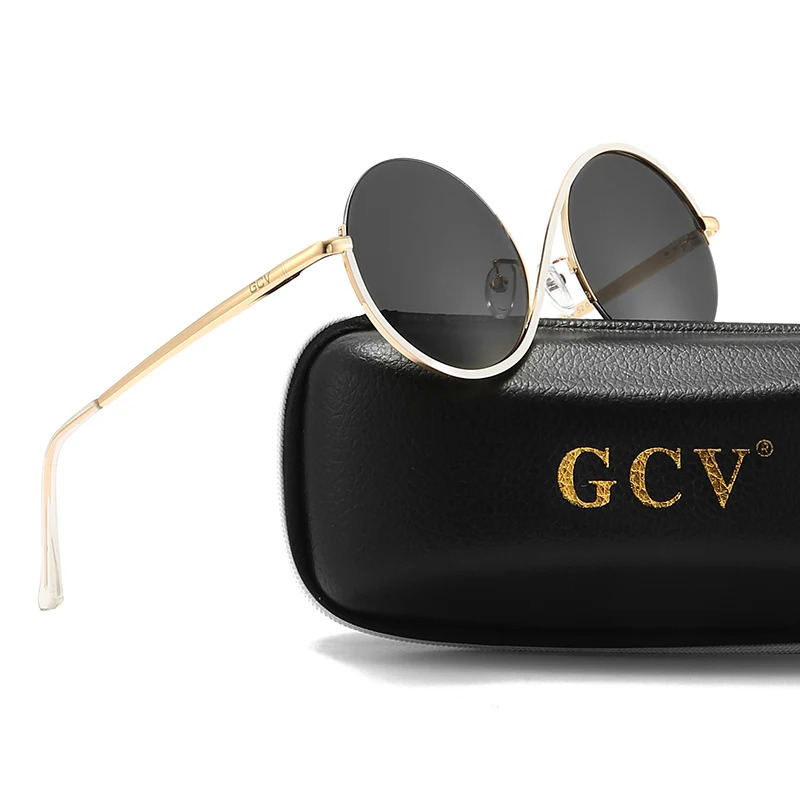 GCV AvantGarde Personality Women Female Gorgeous Sunglasses Round Frame Glasses Fashion Punk Style Metal 260206
