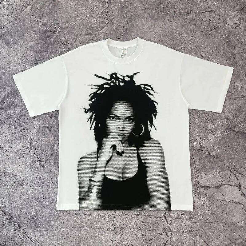 2000s Vintage Print Y2K Men's Summer Unisex Casual T-shirt Hip-hop X260209