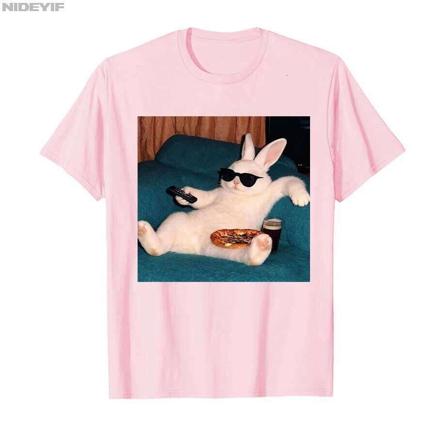 Lazy Bunny Meme Rabbit T-shirt Men Women Harajuku Hiphop Streetwear 100% Cotton T Shirts Tops P680 X260209 - view 5