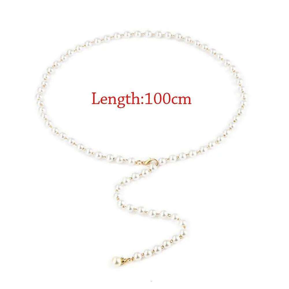 Waistband White Waist Chain All-match Pearl Pendant Belt for Women X260209