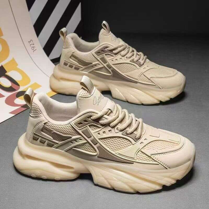 2025 New Winter Breathable Men's Height Increasing Warrior Dad Thick Sole Mesh Casual Sports Trendy Shoes