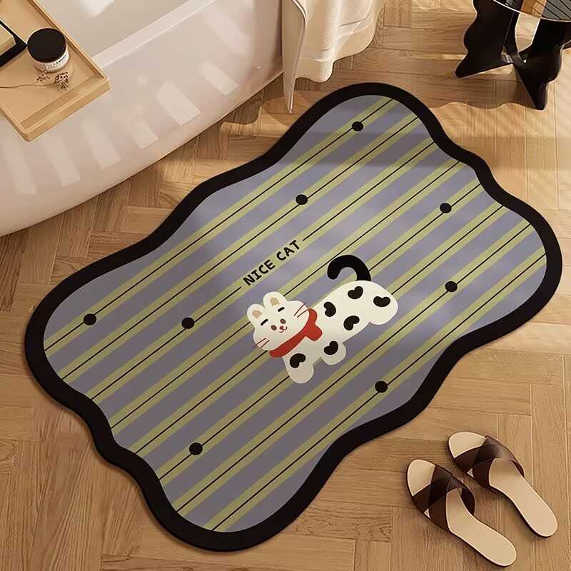 Cute Style Bathroom Mat Diatomaceous Earth Water Absorbent Mat Bathroom Entrance Non-Slip Mat Dirt-Resistant Easy to Clean Foot Mat S260207