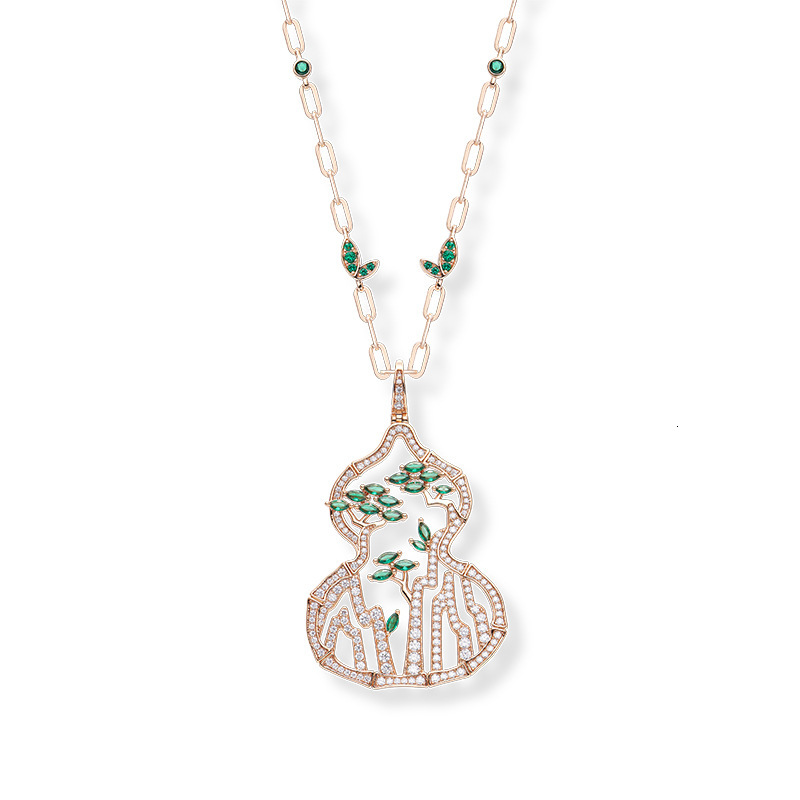 Necklace Tree Gourd Necklace, Gold-Plated Evergreen Pine Pendant, Trendy Textured Necklace Long Sweater Chain Necklace