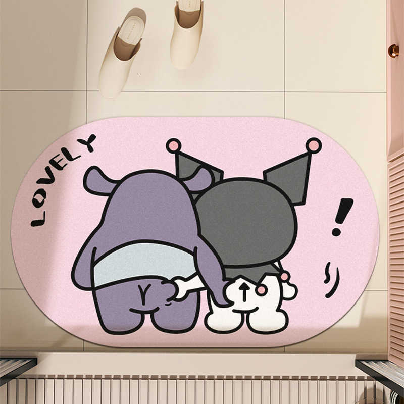 Cartoon Squishy Crystal Velvet Absorbent Floor Mat for Bathroom and Toilet Non-Slip Quick-Dry Doormat Easy to Clean Entryway Mat S260207
