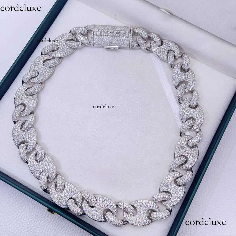 necklace moissanite chain White Gold Sier 20mm Mariner Link Iced Out Hip Hop Men Rapper Jewelry Custom Name Lock Moissanite Chain 64