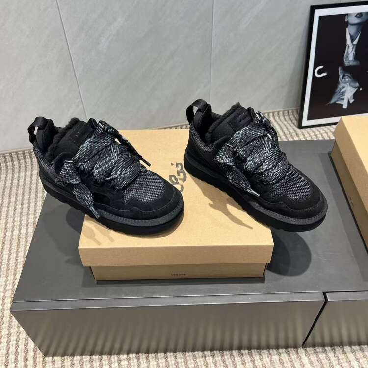 snow warm winter style, slip-on leather Mel low-cut short boots, lace-up genuine leather, thick-soled cotton boots 4345018