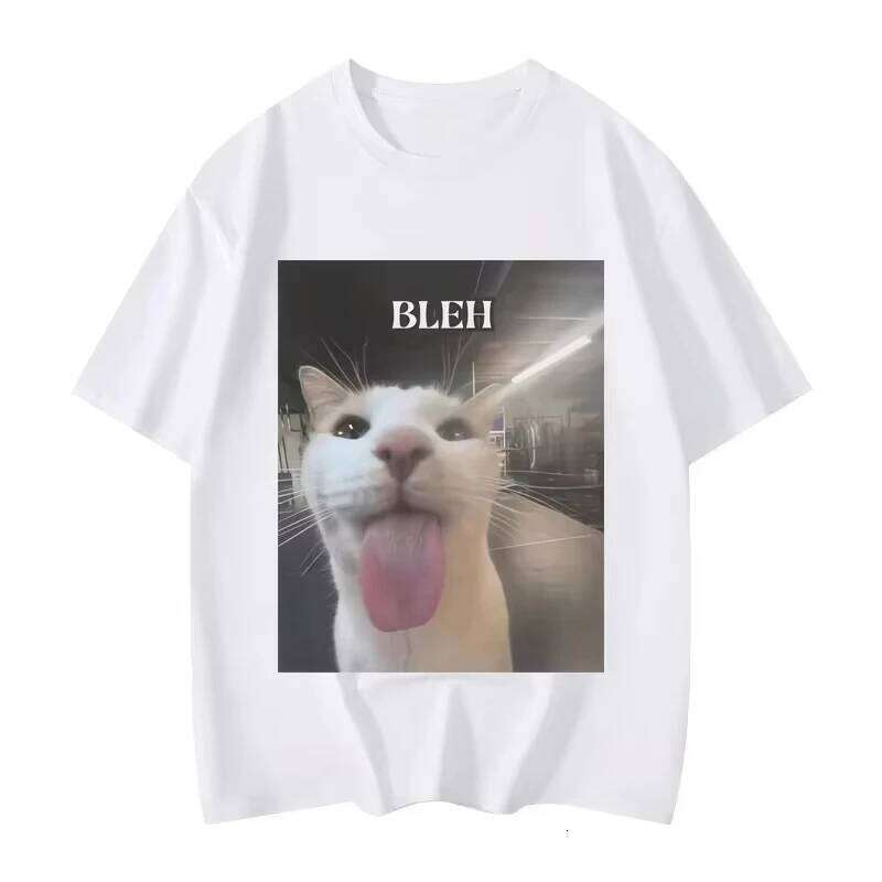 Bleh Funny Cat Meme Graphic Printed T Shirts Unisex Fashion Trend T-shirts Summer Casual Short Sleeve Clothing X260209