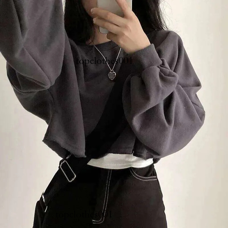 Short Pure Color Loose Women Underwear Autumn Season Wide Waist Round Neck Ladies Top Trendy Comfortable Casual Style Solid