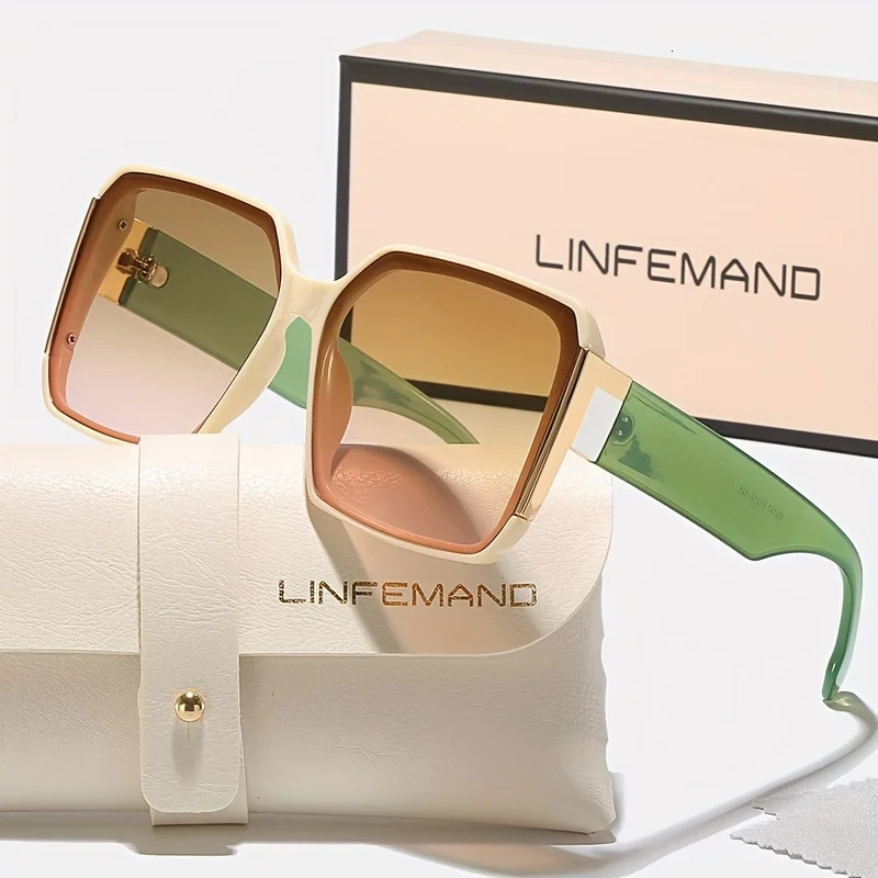 LINFEMAND Fashion Large Frame Decoration Glasses for Women UV400 Sunglasses Set Summer Dance Party Holiday Gift 260206