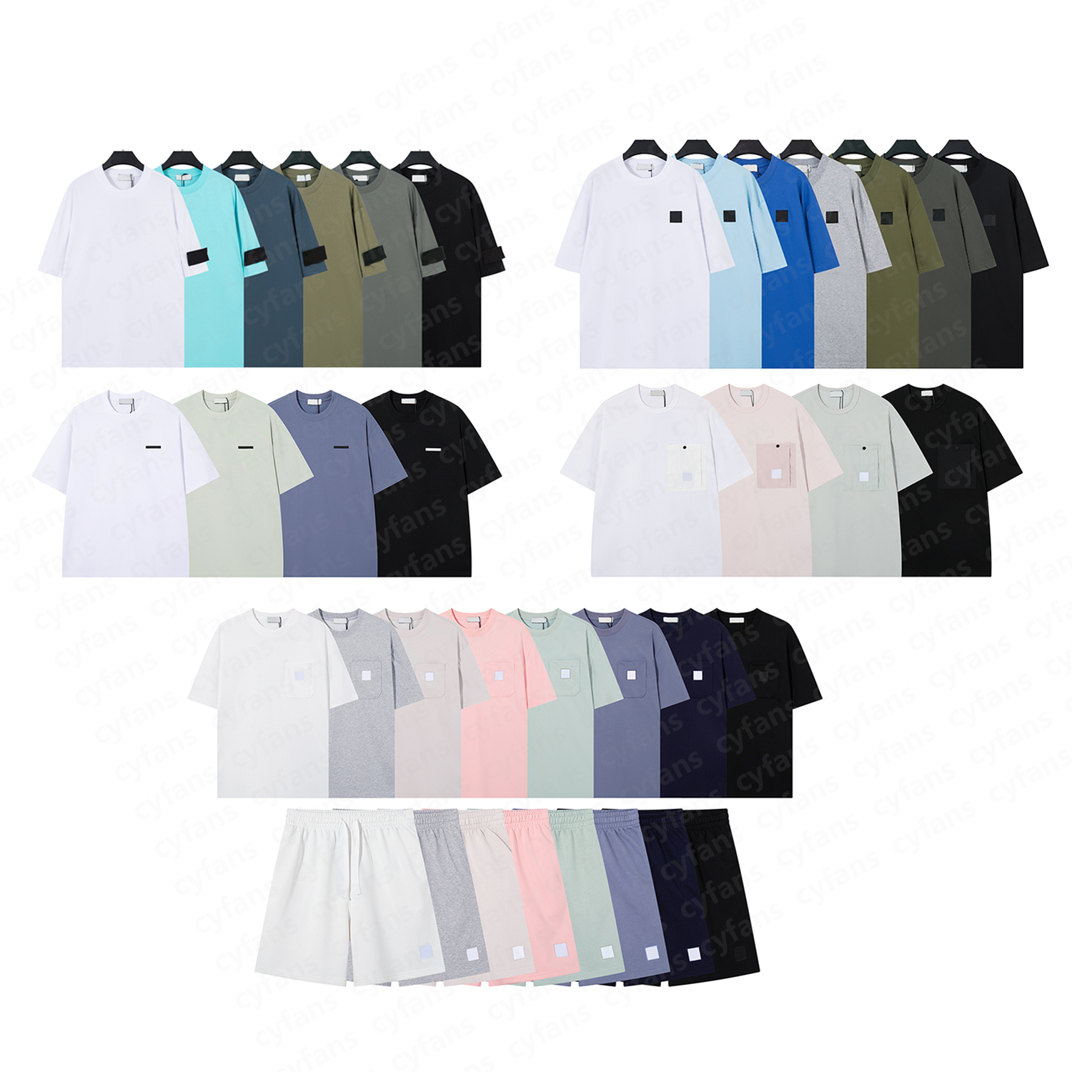 Designer shirt shorts Compass embroidered badge Cotton Breathable Pocket Mens T shirts Women mens designer clothes