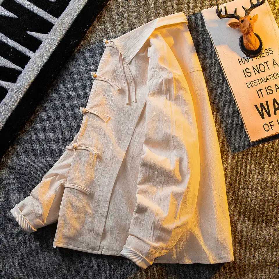 Spring Autumn New Chinese Buttoned Shirts Jacket Fashion Mens Retro Chinese Style Loose Casual Shirt Men Tops Male Clothes C260209