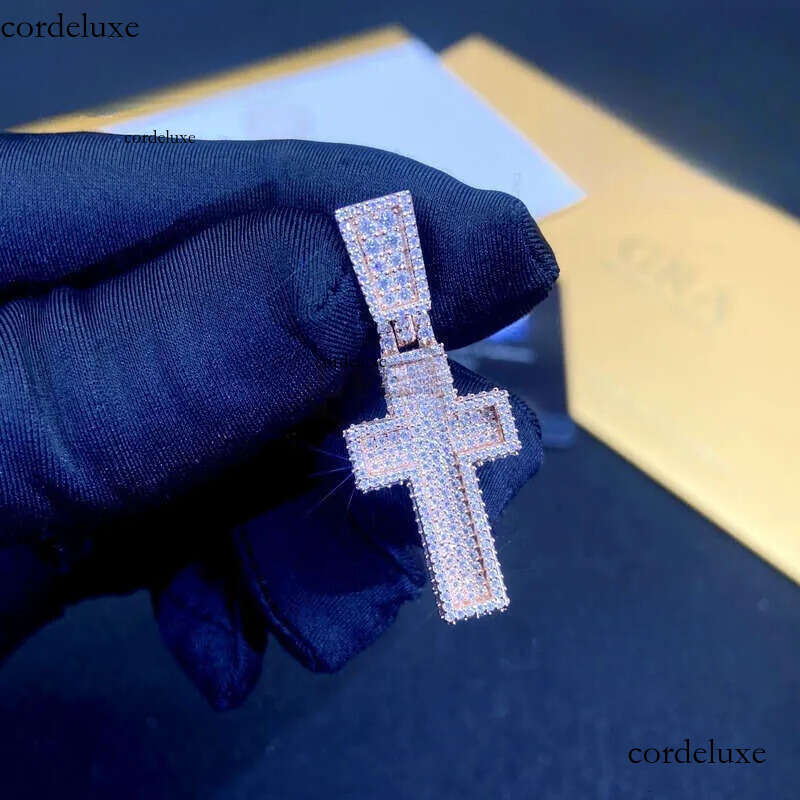 Sterling Sier VVS Jewelry Gold Iced Out Moissanite Ring Hip Hop Pass Dias Tester Pendant Cuban Link Chains High Quality Mens Gift c3