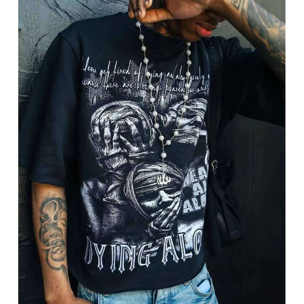 Harajuku vintage couples hiphop fashion streetwear high street popular t-shirt men american casual y2k tops oversized t shirt X260209