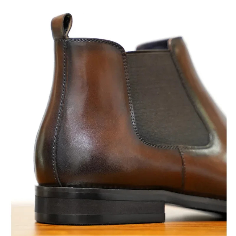 Chelsea Boots Men Shoes PU Brown Fashion Versatile Business Casual British Style Street Party Wear Classic Ankle 3848 260208