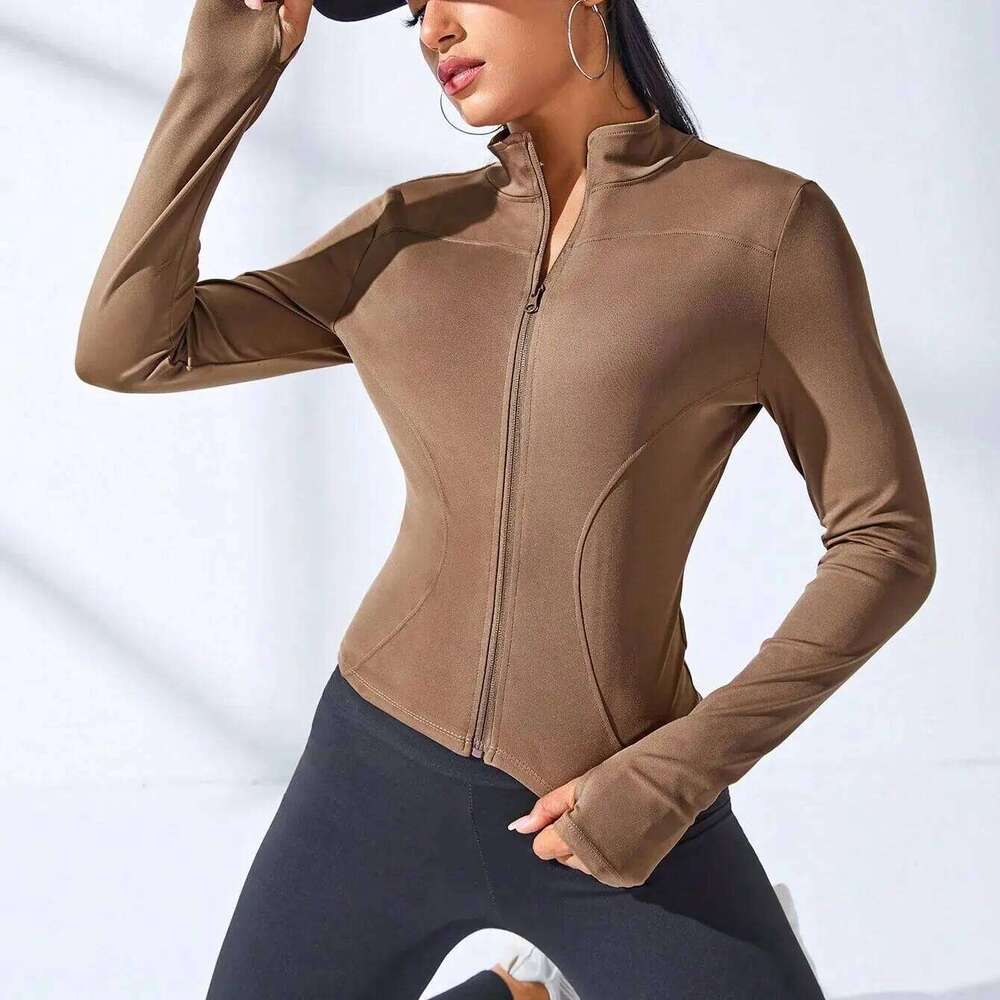 2024 New Coat Short Sports WOMEN'S Fitness Clothes Slimming Body Sculpting Zipper Yoga 26Y0208