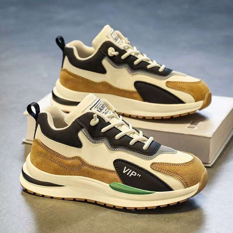 Men's Sneakers Autumn 2025 New Leather Casual Youth Running Thick Sole Dad Ins Trend Shoes for Men