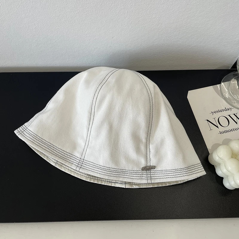 Japanese Retro Denim Bucket Hat Womens Spring Summer Fashion Casual Versatile Trend Quality Sun Basin Hat 260208