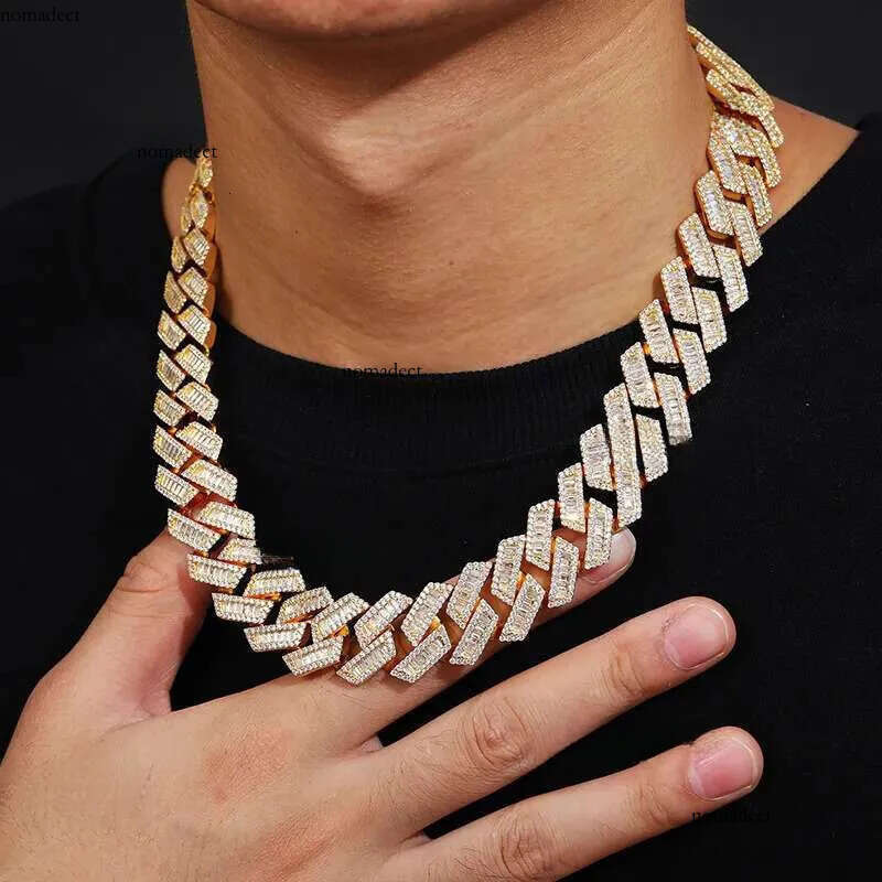 moissanite necklace designer jewelry cuban k Customization Cuban Necklace Full Iced Out Hiphop Chain Pass The Dia Test chain chains for men 04
