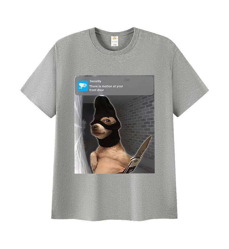 Ring Dog with Motion Funny Meme Graphic T-shirt Men Women Fashion High Quality Cotton T-shirts Retro Oversized Short Sleeve Tees X260209