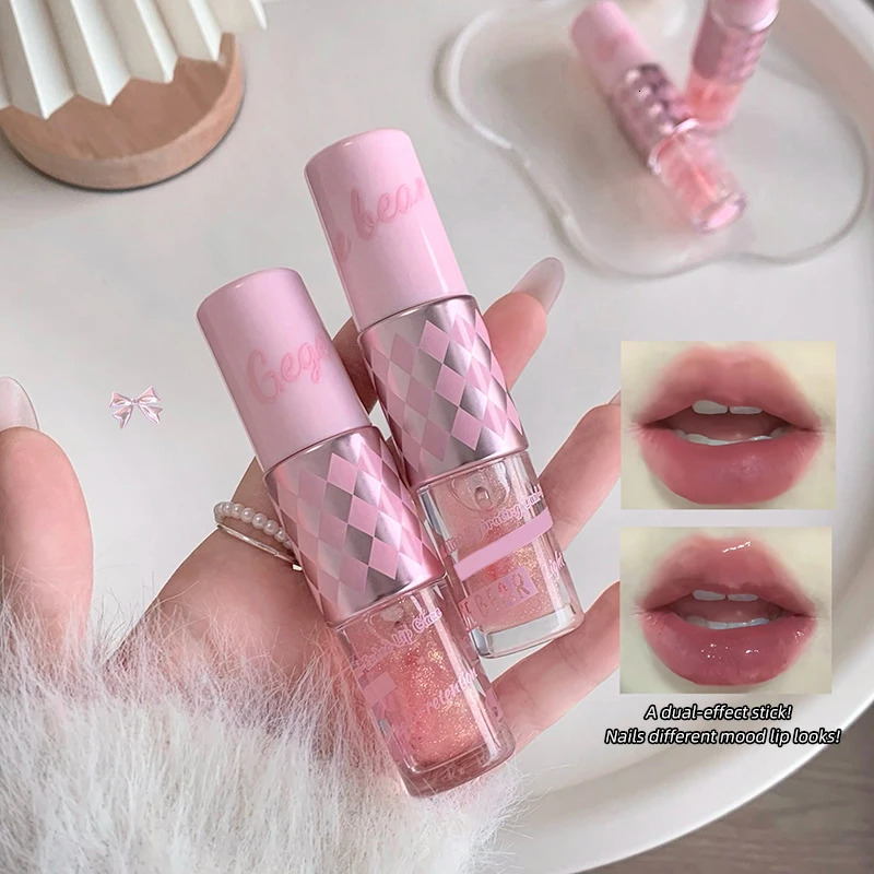 6Pcs Gege bear Velvet Mist Dewy Dual-Ended Lip Gloss Hydrating Lip Gloss 2-in-1 Layering 260129