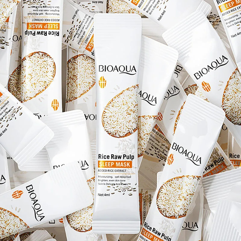 50/100pcs BIOAQUA Rice Raw Pulp Sleeping Masks Moisturizing Hydrating Face Mask Skincare Collagen Sleep Mask Improve Dryness 260126